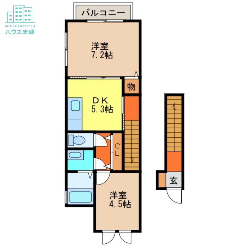 クオーレ(2DK/2階)の間取り写真