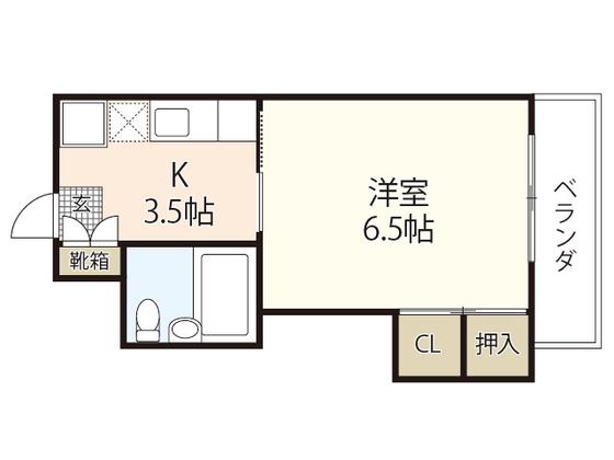 プレアール己斐(1K/2階)の間取り写真