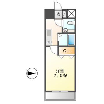 フロンティアタワー名駅南(1K/7階)の間取り写真
