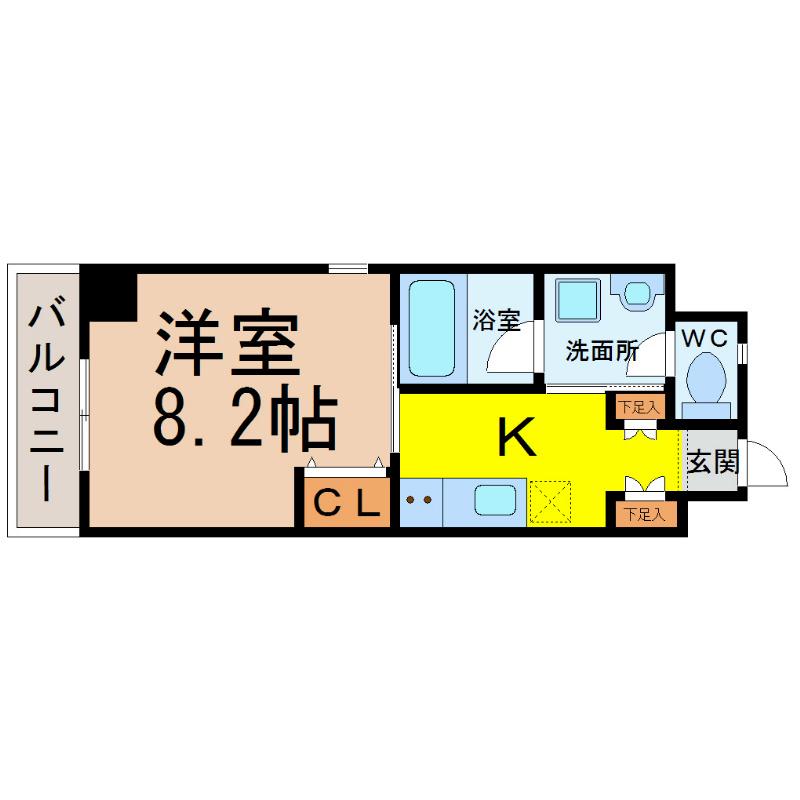 GRAND STAGE今池(1K/2階)の間取り写真