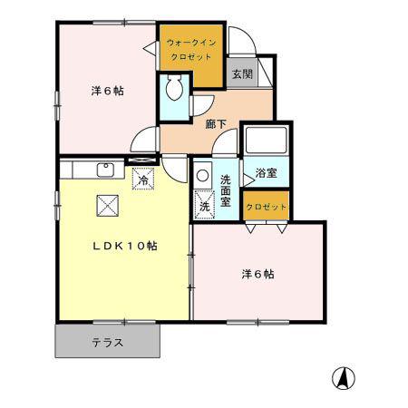 グランモアかがり A棟(2LDK/1階)の間取り写真