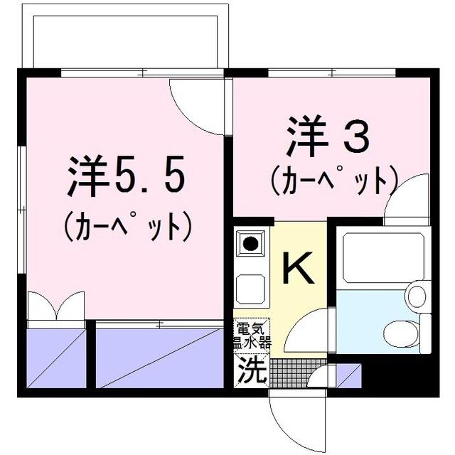 日神パレステージ南林間第2(2K/2階)の間取り写真