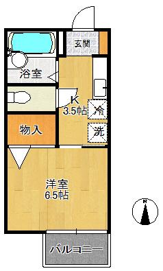 STEP夙川(1K/2階)の間取り写真