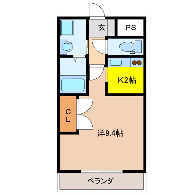 シャトー友喜(1K/1階)の間取り写真