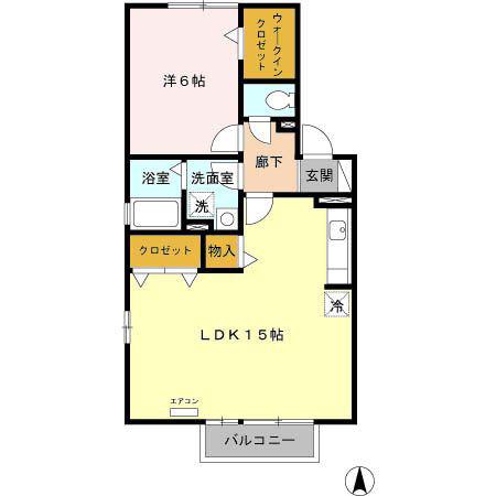 カーサ ベルデIII(1LDK/2階)の間取り写真