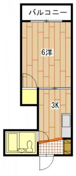 草津東ハイツ(1K/4階)の間取り写真