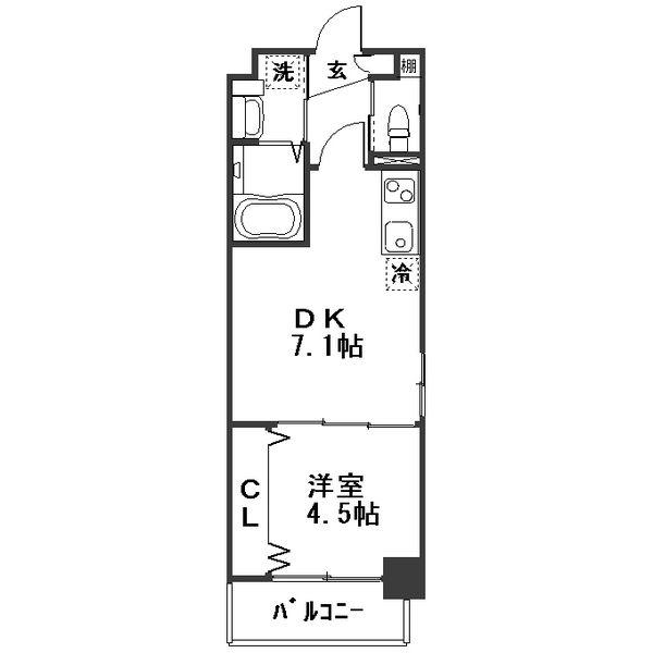 インテレッセ(1DK/5階)の間取り写真