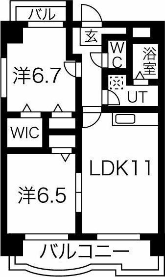 サンライズ八熊(2LDK/3階)の間取り写真