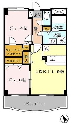 アム・フルッス(2LDK/1階)の間取り写真