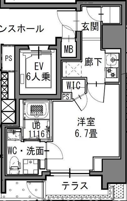 S-RESIDENCE新御徒町イースト(1K/1階)の間取り写真