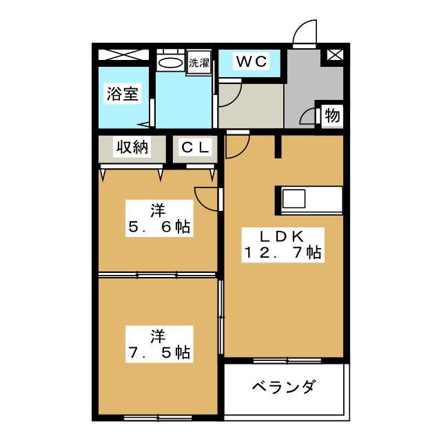 ラ・ペア幸水(2LDK/2階)の間取り写真