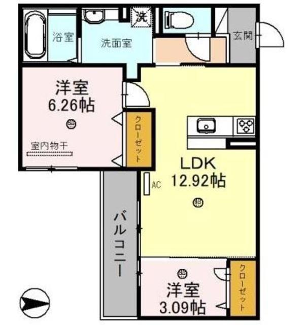 エタニティ蔵人(2LDK/2階)の間取り写真