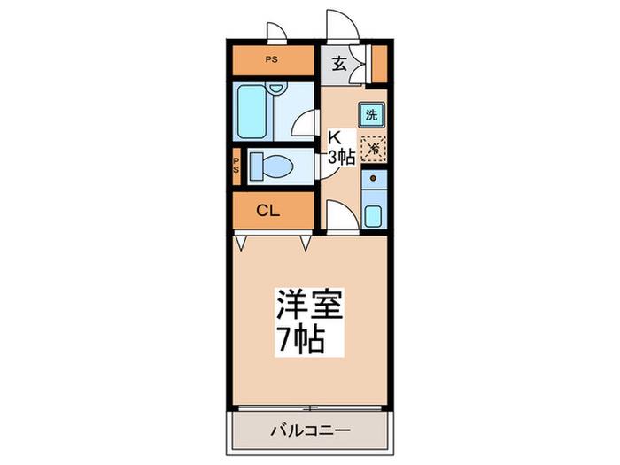 TKSフラッツ(1K/2階)の間取り写真