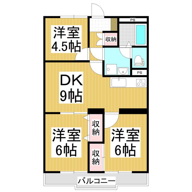 クオリティープラザ長野(3DK/3階)の間取り写真