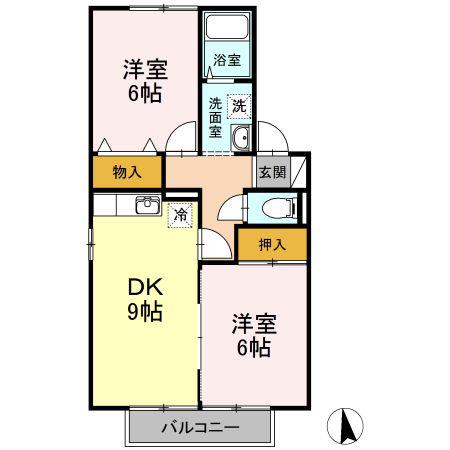 セジュール碧E(2DK/2階)の間取り写真
