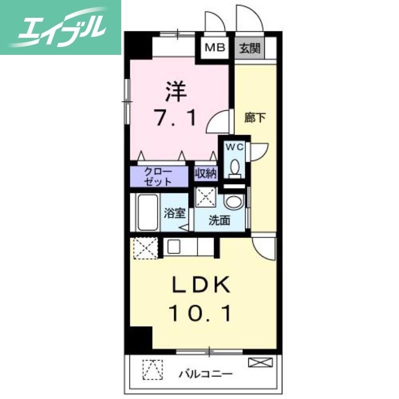 CUORE(1LDK/4階)の間取り写真
