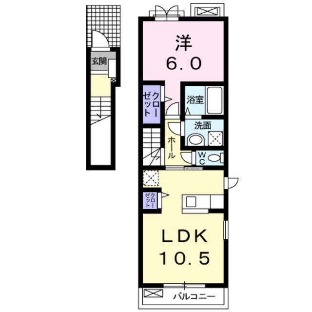 プラセール(1LDK/2階)の間取り写真
