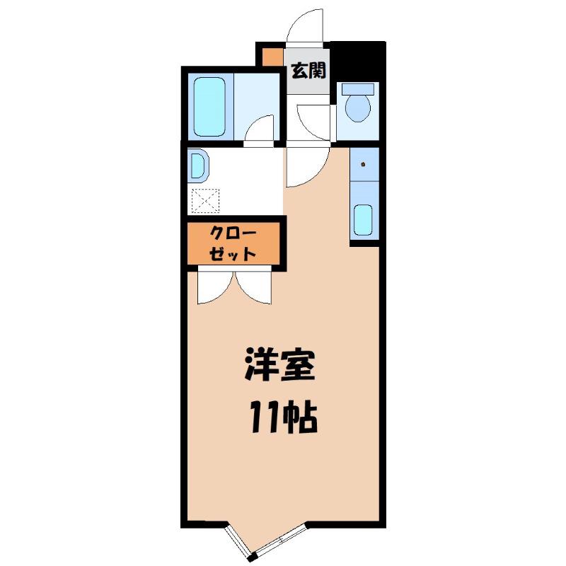 キュウブEX三俣(ワンルーム/1階)の間取り写真