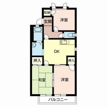 ガーデンハイツ緑ヶ丘F棟(3DK/2階)の間取り写真