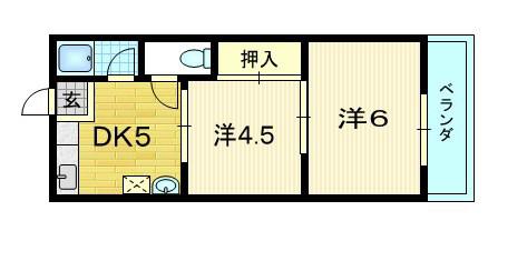 ニュー芝ノ下ハイツ(2DK/1階)の間取り写真