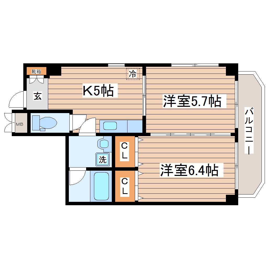 フィオーレ壱番館(2K/3階)の間取り写真