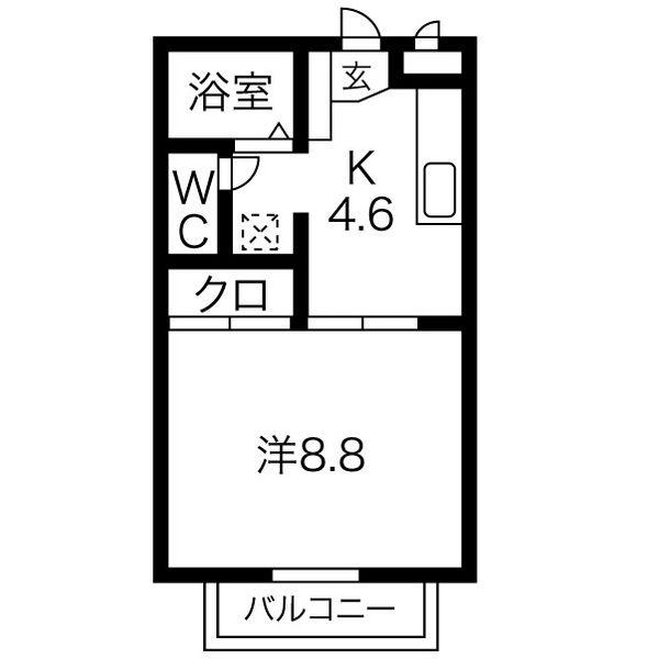ラフォーレサン(1K/2階)の間取り写真