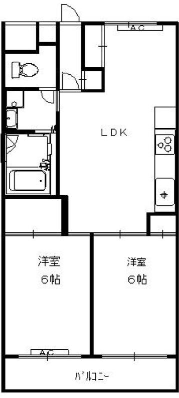 ウエストヒルズ21(2LDK/2階)の間取り写真