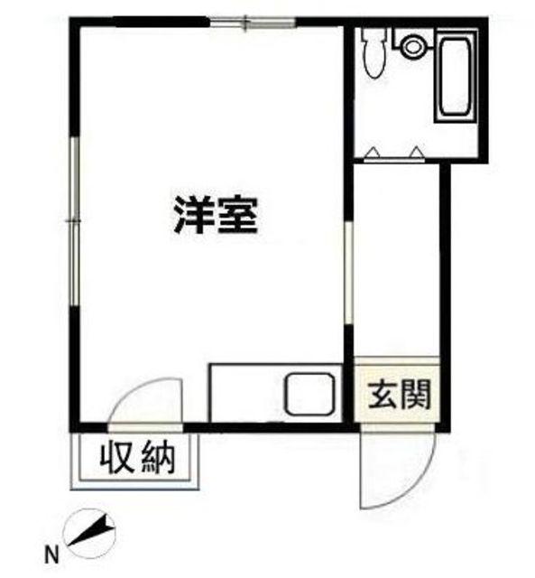 コーポ朝志ヶ丘(ワンルーム/2階)の間取り写真