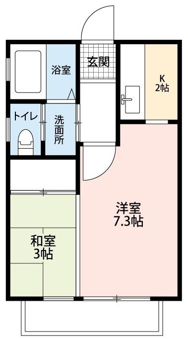 カトレアガーデン(2K/2階)の間取り写真