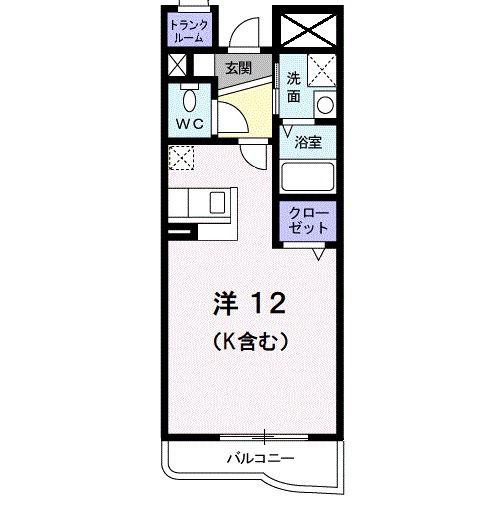 フォンテーヌ(ワンルーム/1階)の間取り写真
