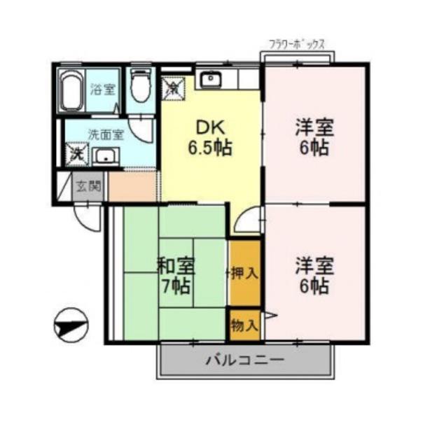 シャルム南山本(3DK/2階)の間取り写真