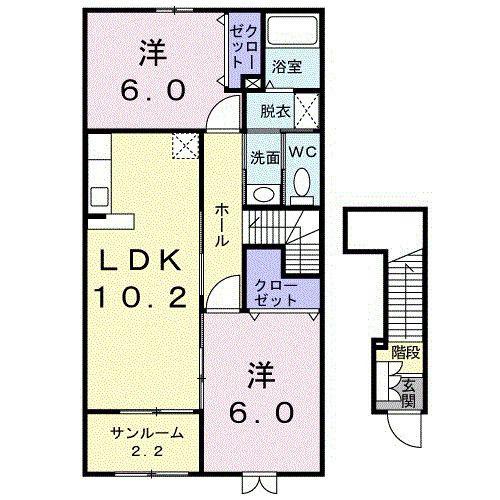 パークサイドカレートC(2LDK/2階)の間取り写真