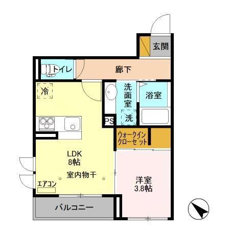 ウィン行徳(1LDK/3階)の間取り写真