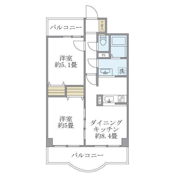 西船橋スクエアガーデン(2LDK/3階)の間取り写真
