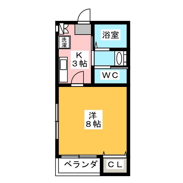 シルクメゾン(1K/2階)の間取り写真