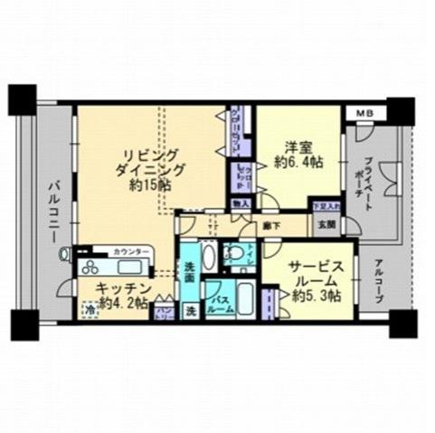 アーバンビュー緑町公園ツインタワー(1SLDK/11階)の間取り写真