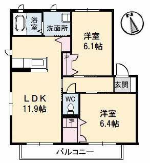 アビタシオン長野 C棟(2LDK/1階)の間取り写真
