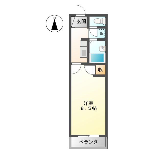 グランドハイム21(1K/2階)の間取り写真