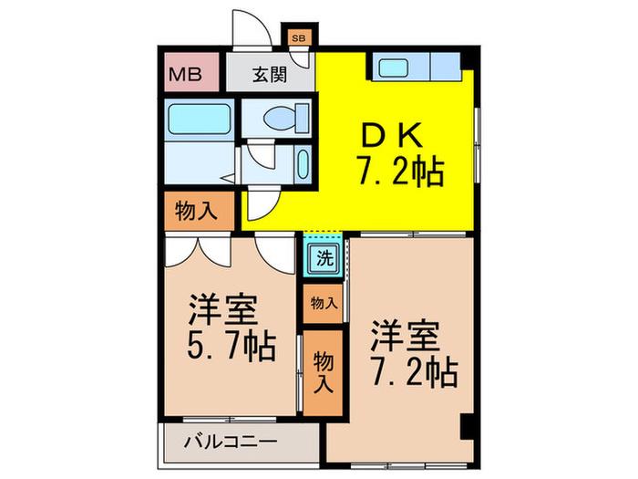 VITA KOMAGOME(2DK/3階)の間取り写真