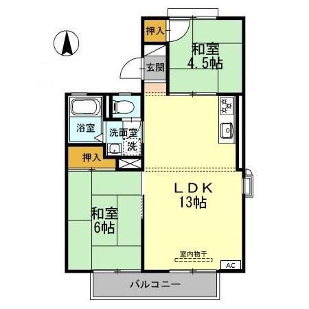 コーポエルノリタケA(2LDK/1階)の間取り写真