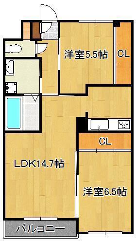 フォルツァ ドット ミユ(2LDK/2階)の間取り写真