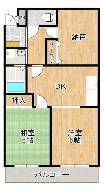 エクセルロワイエフジ(2SDK/3階)の間取り写真