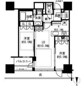 プレミストタワー靭本町(2LDK/34階)の間取り写真