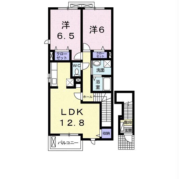 ミニョン カナージュ I(2LDK/2階)の間取り写真