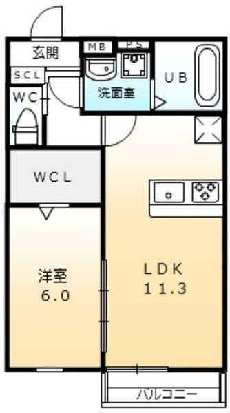 GRAN PARK青山台(1LDK/2階)の間取り写真