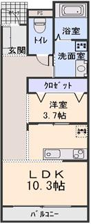 シャンプワール新鎌ケ谷A棟(1LDK/1階)の間取り写真