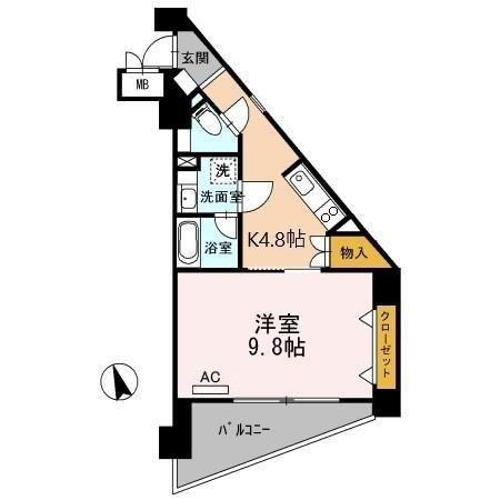 T1-FLAT(1K/9階)の間取り写真