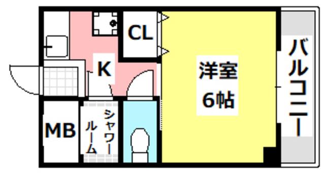 ナンノ第12号館(1K/2階)の間取り写真