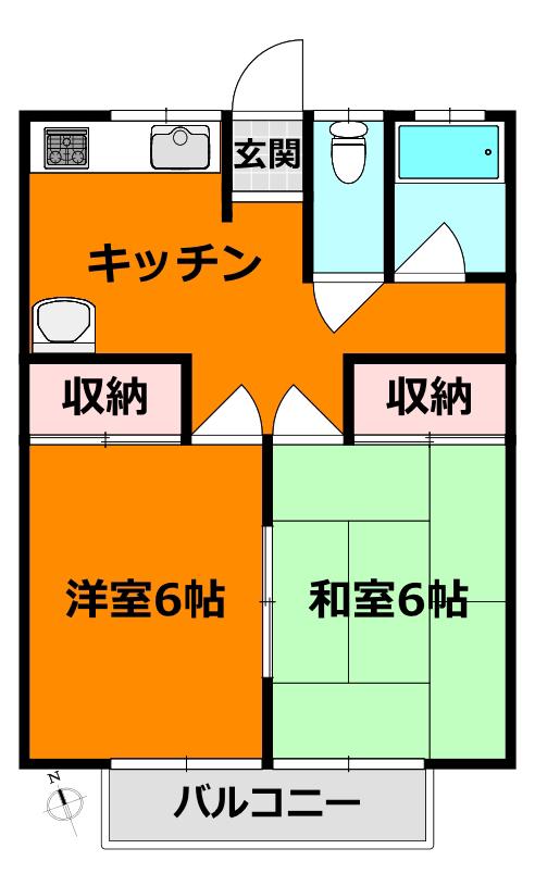 SK・ハイツ(2K/1階)の間取り写真