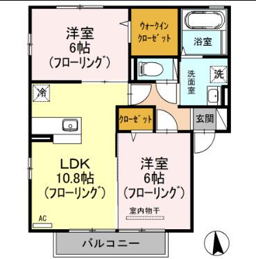 ソレイユ(2LDK/2階)の間取り写真